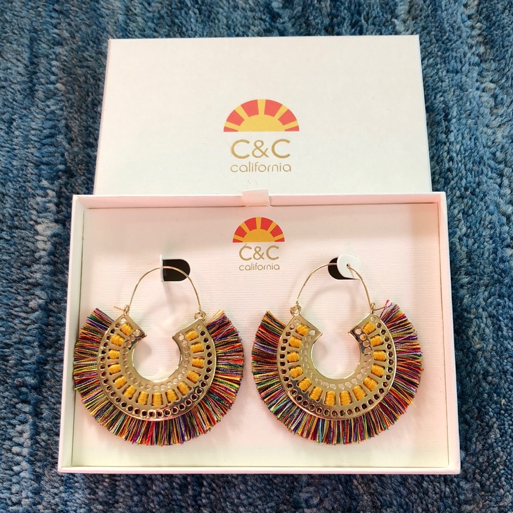 NEW C&C California Bohemian Rainbow Hoop Earrings
